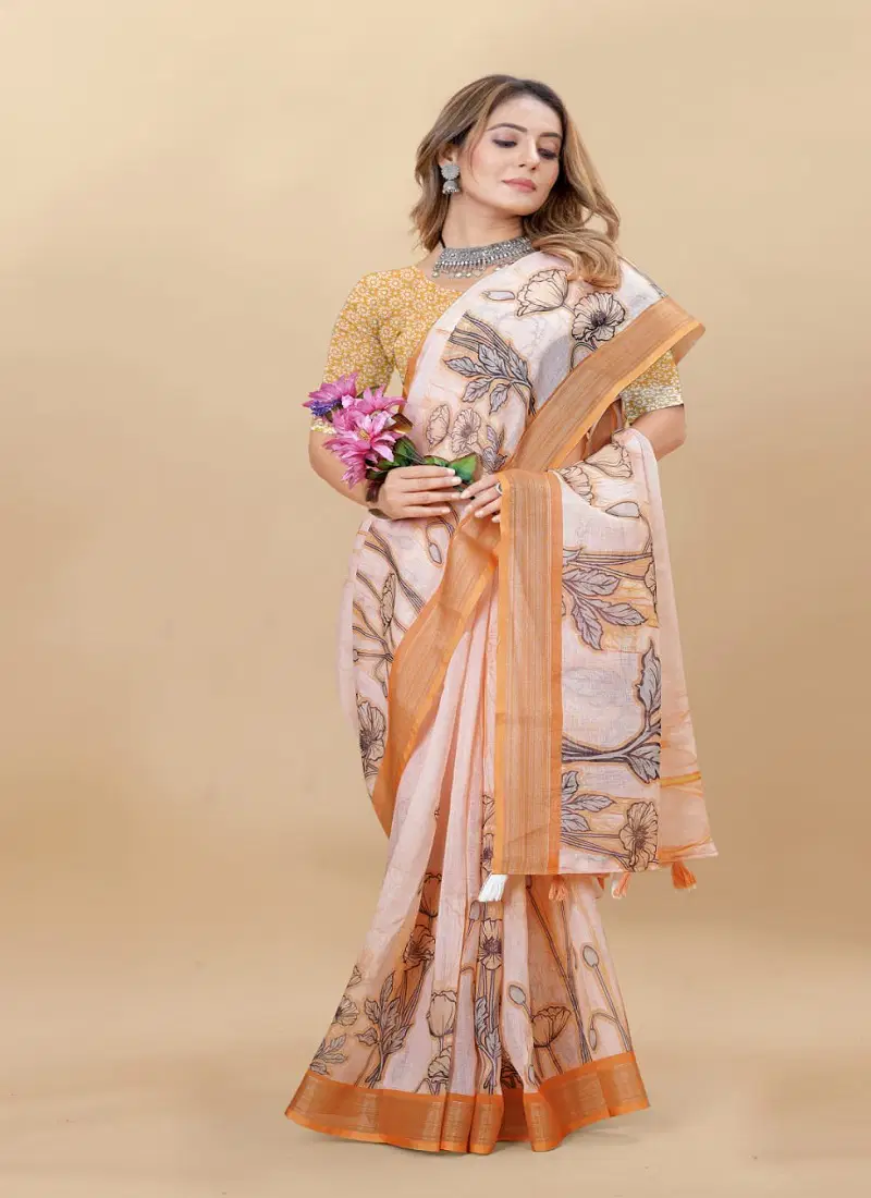 Shree Radha Raman Trendz Linen Digital Printed Saree Catalog 